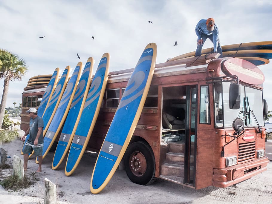 surfboards lined up along a bus body.
Kovalam-beach-Kerala-tourism