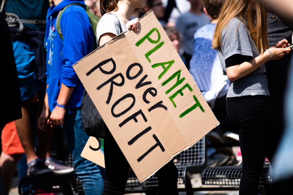 protest placard of climate change