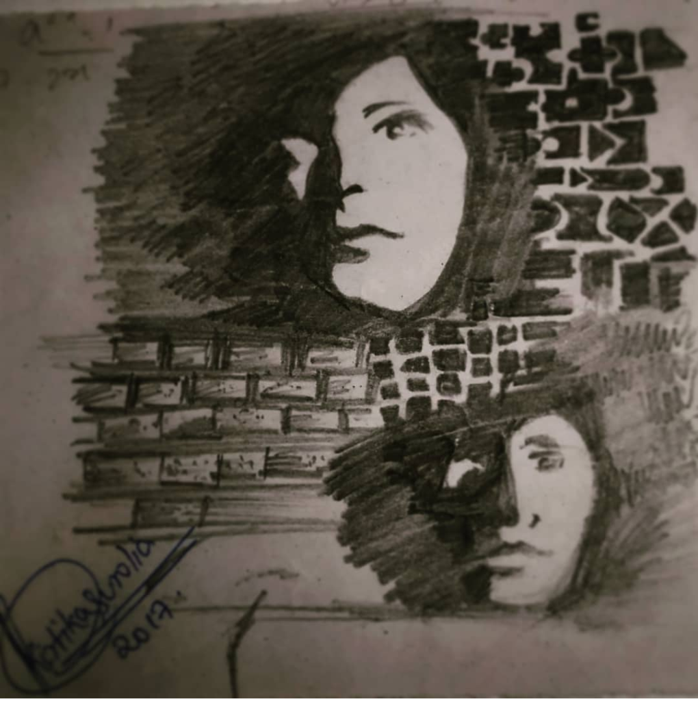 sketch of faces of two women